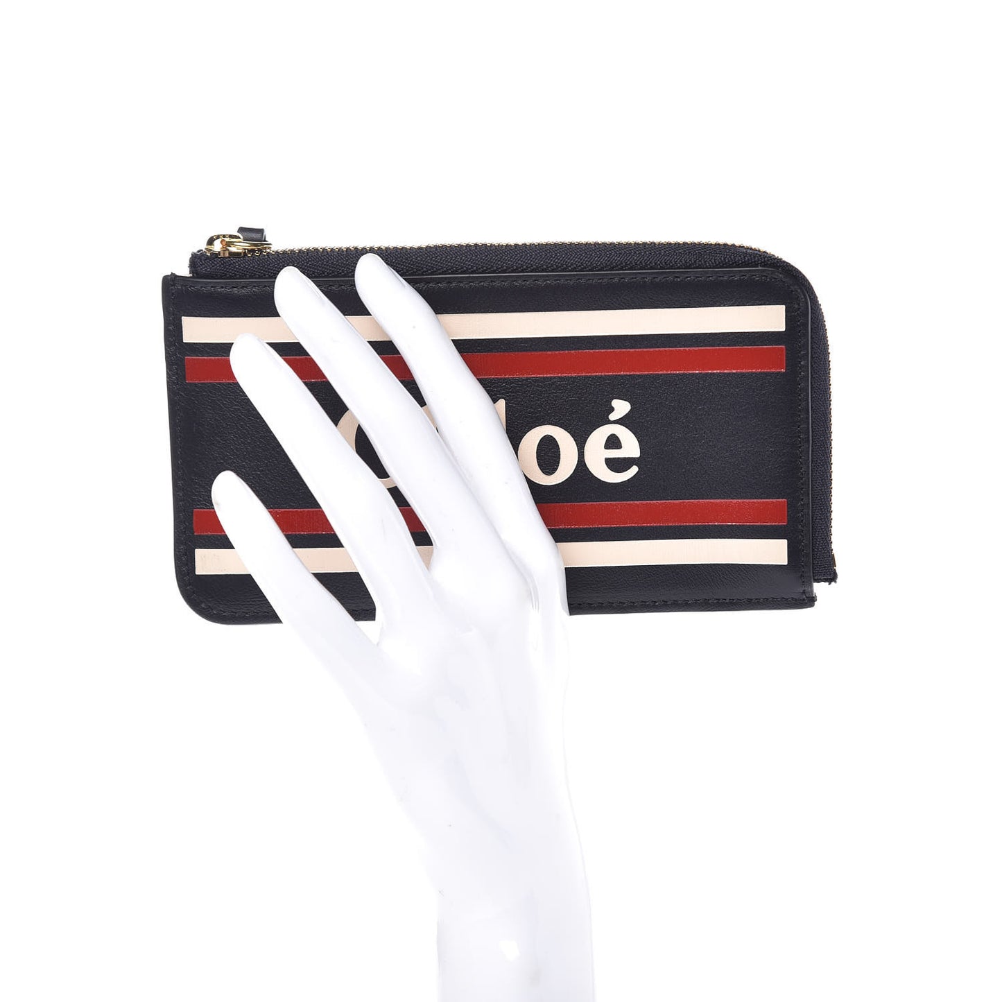 Calfskin Logo Vick Zip Card Case Full Blue