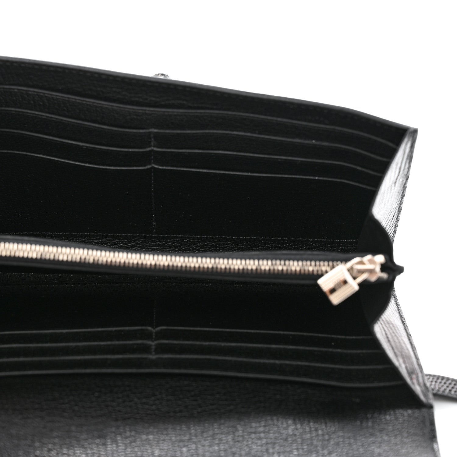Hermes Lizard Kelly Longue Wallet Black 5 of 7