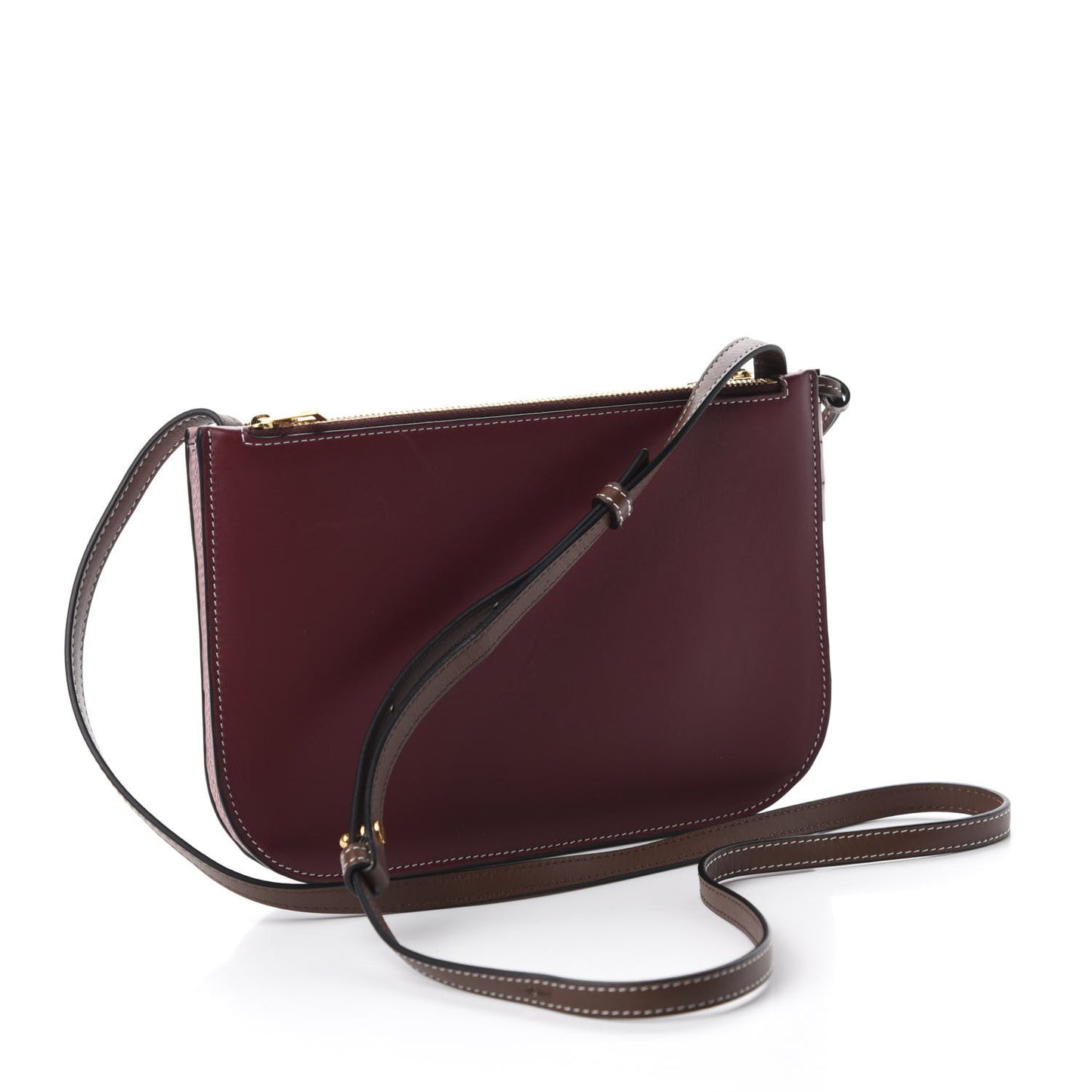 Calfskin Gate Double Zip Pouch Crossbody Pastel Pink