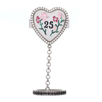 Gucci Sterling Silver Black Spinel Heart 25 Chain Ring 56 7.5 1 of 6