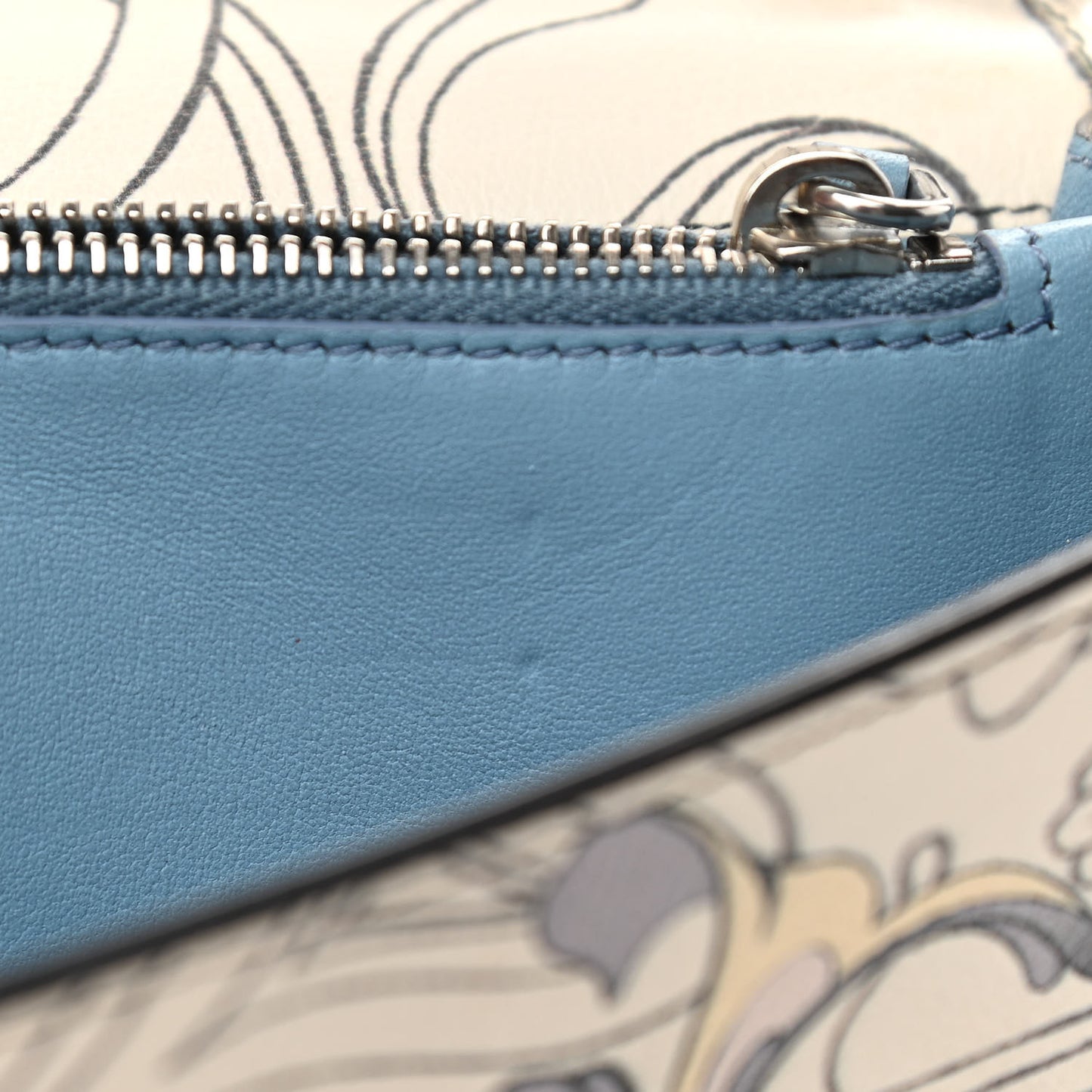 X JAMES JEAN Glace Calfskin Rabbit Print Wallet On Chain Opaline