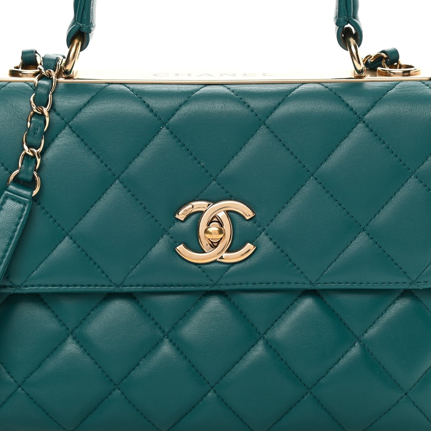 Lambskin Quilted Small Trendy CC Flap Dual Handle Bag Green