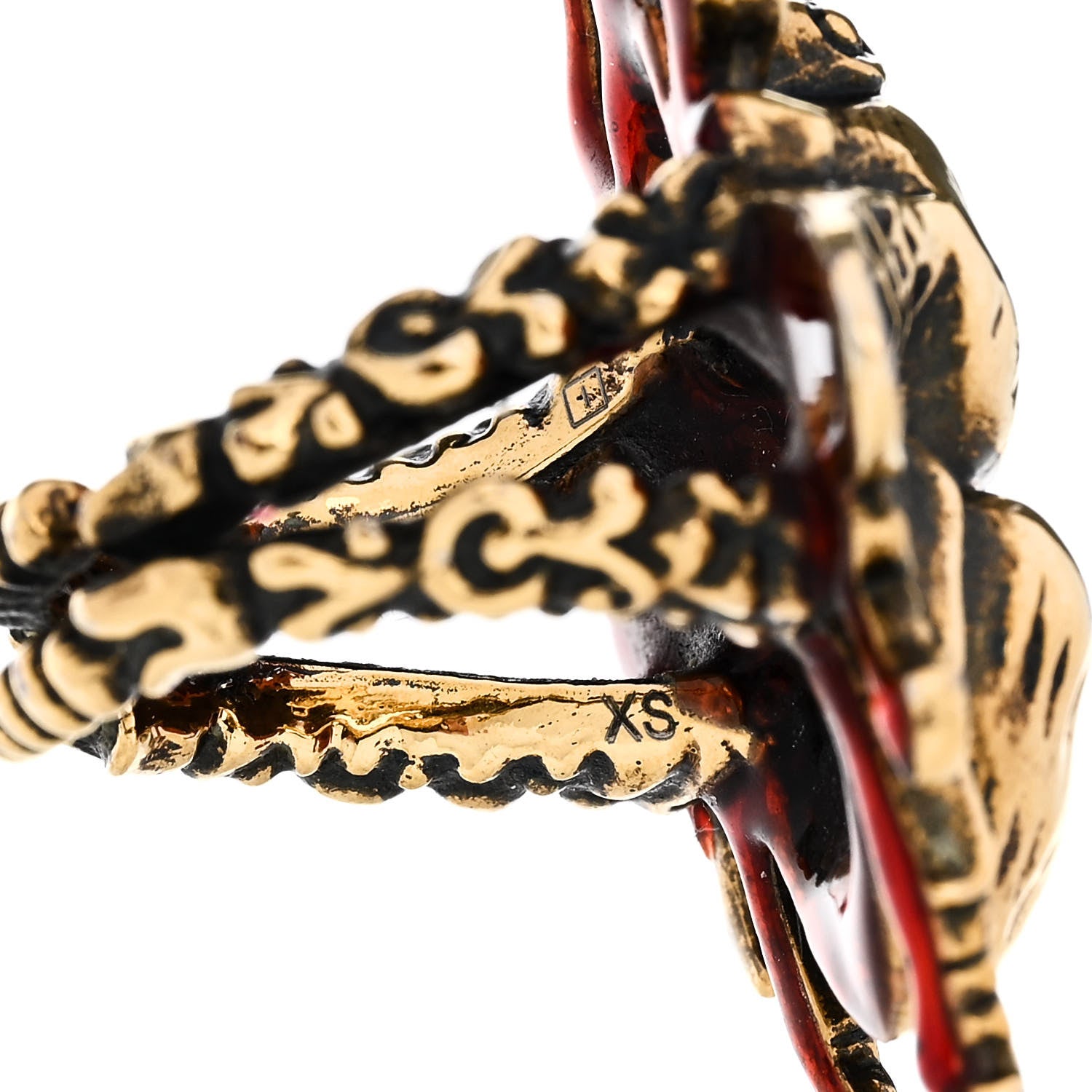Gucci Metal Enamel Bee Ring 5 Aged Gold 6 of 6