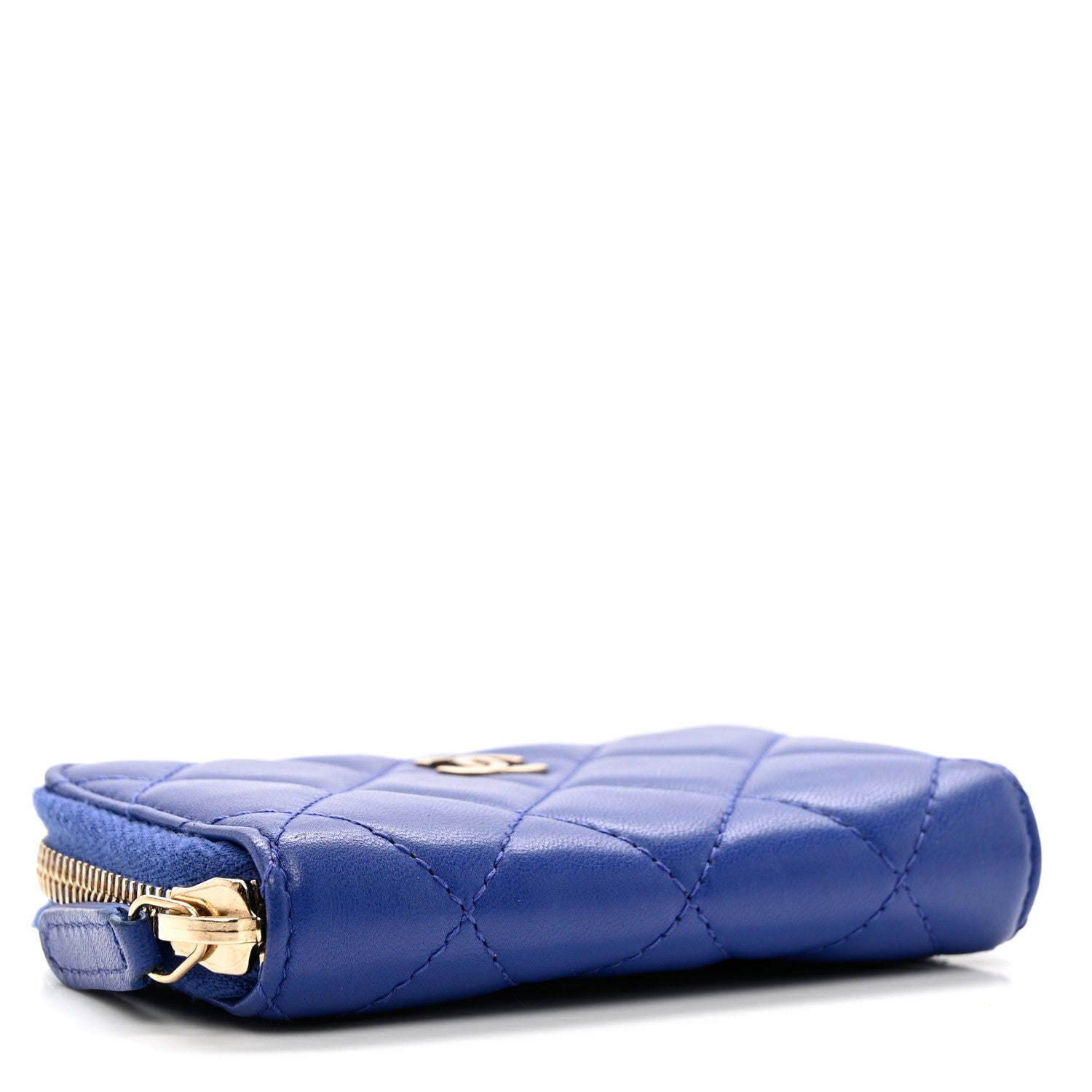 Chanel Lambskin Quilted Zip Coin Purse Blue 4 of 8