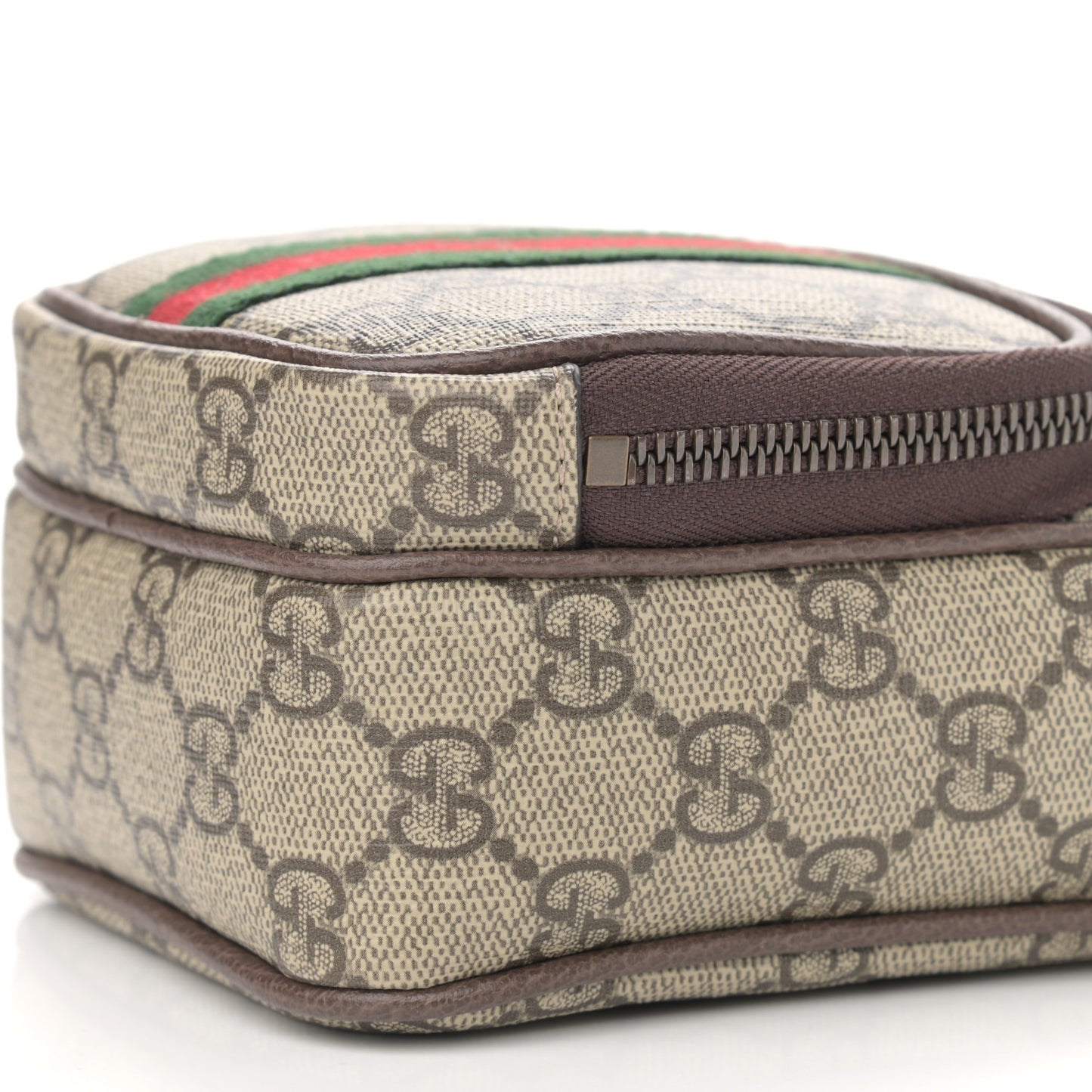 GG Supreme Monogram Web Mini Ophidia Double Zip Messenger Bag Beige New Acero