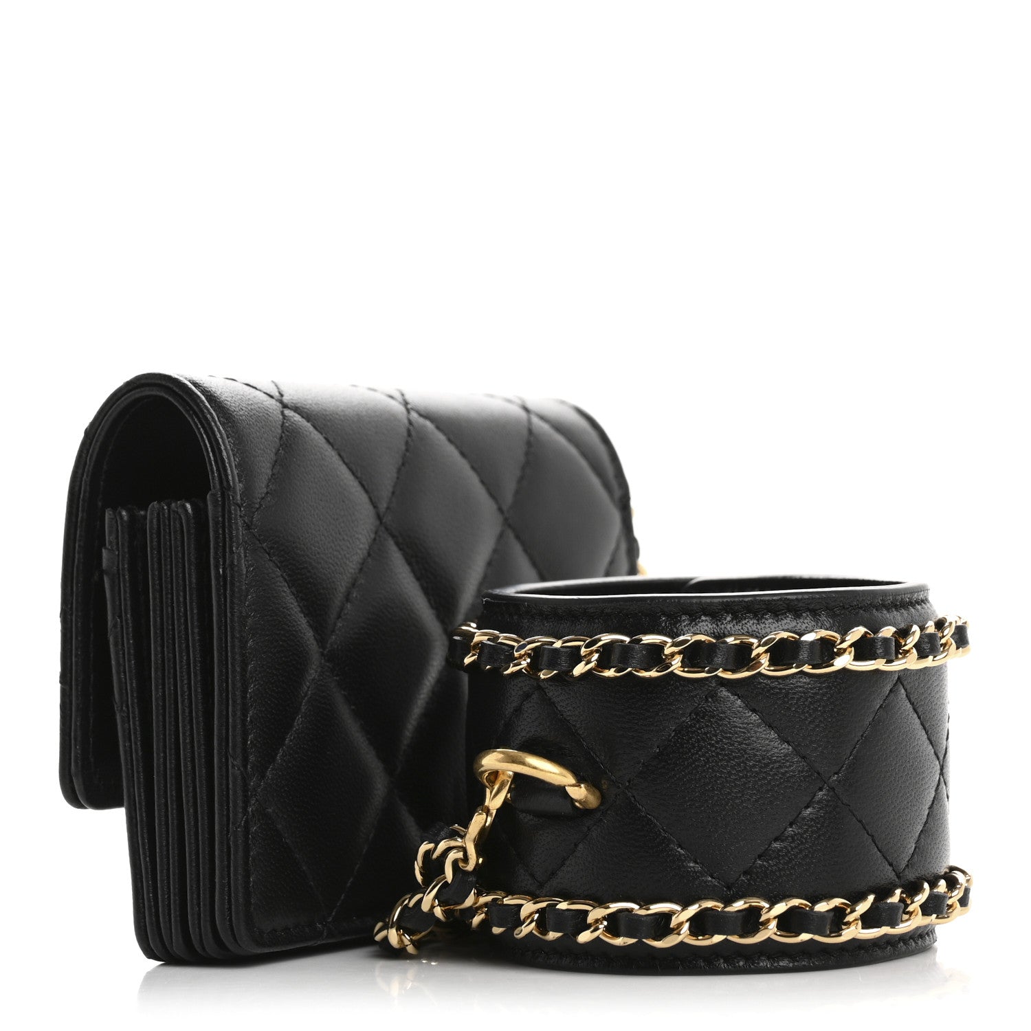 Chanel Lambskin Quilted Flap Card Holder With Cuff Black 3 of 10