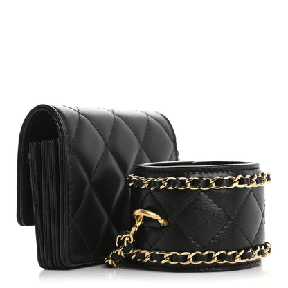Chanel Lambskin Quilted Flap Card Holder With Cuff Black 3 of 10