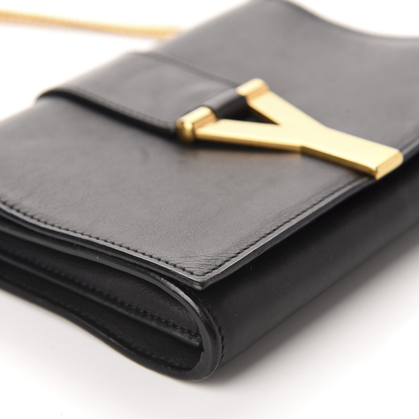 Calfskin Small Classic Y Satchel Bag Black
