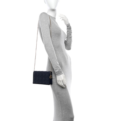 Christian Dior Lambskin Cannage Lady Dior Pouch Navy 2 of 13