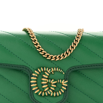 Gucci Azalea Calfskin Enamel Matelasse Diagonal Super Mini Torchon GG Marmont Shoulder Bag New Shamarock Emerald 8 of 11