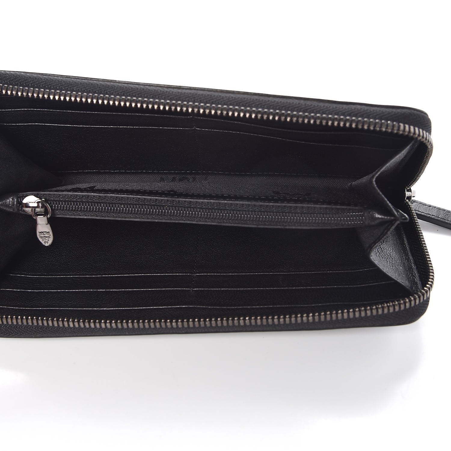 MCM Lambskin Large Zip Around Wallet Black 6 of 15