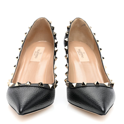 Valentino Garavani Pebbled Calfskin Rockstud 85mm Pumps 38.5 Black 3 of 8