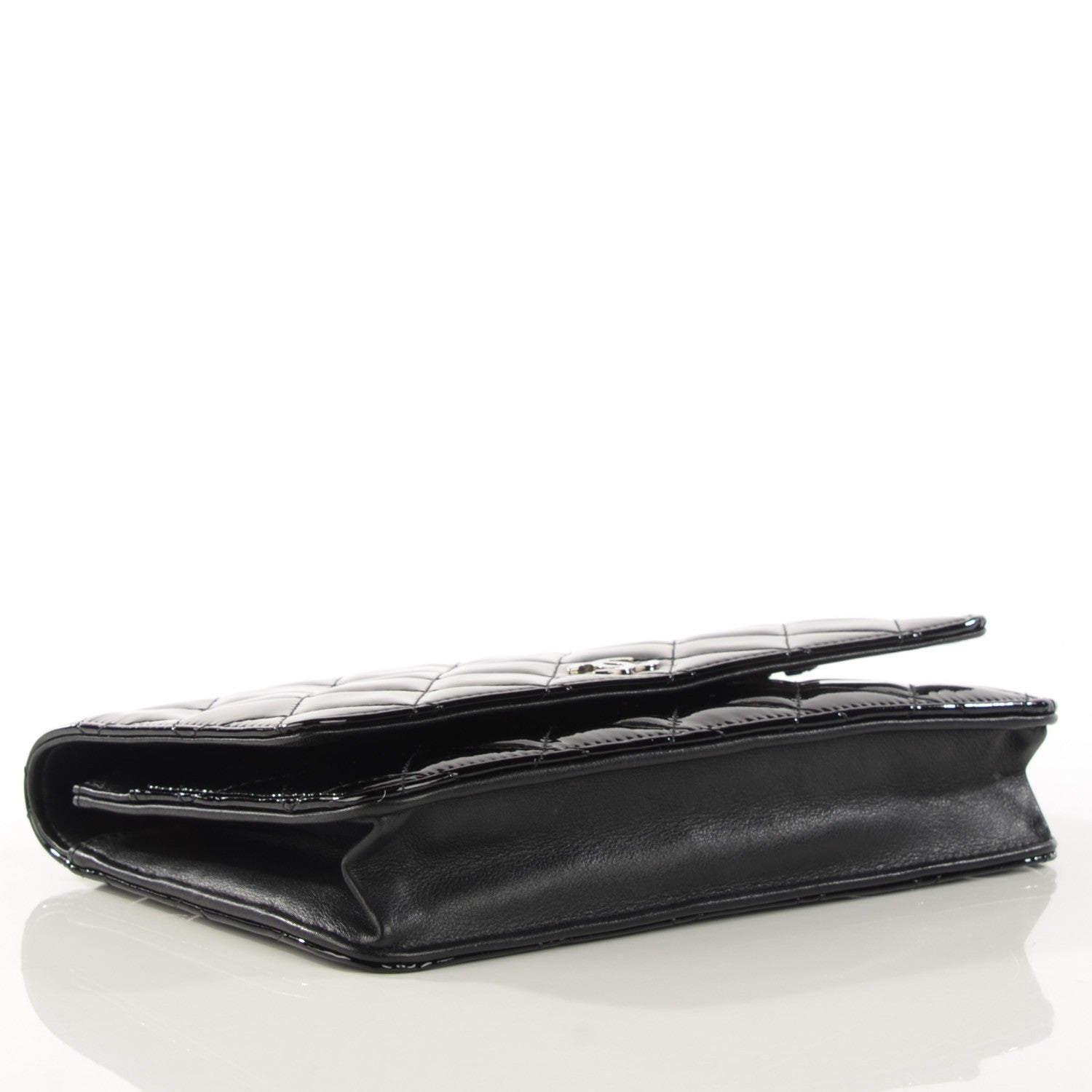 Chanel Patent Quilted Wallet On Chain WOC Black 4 of 7