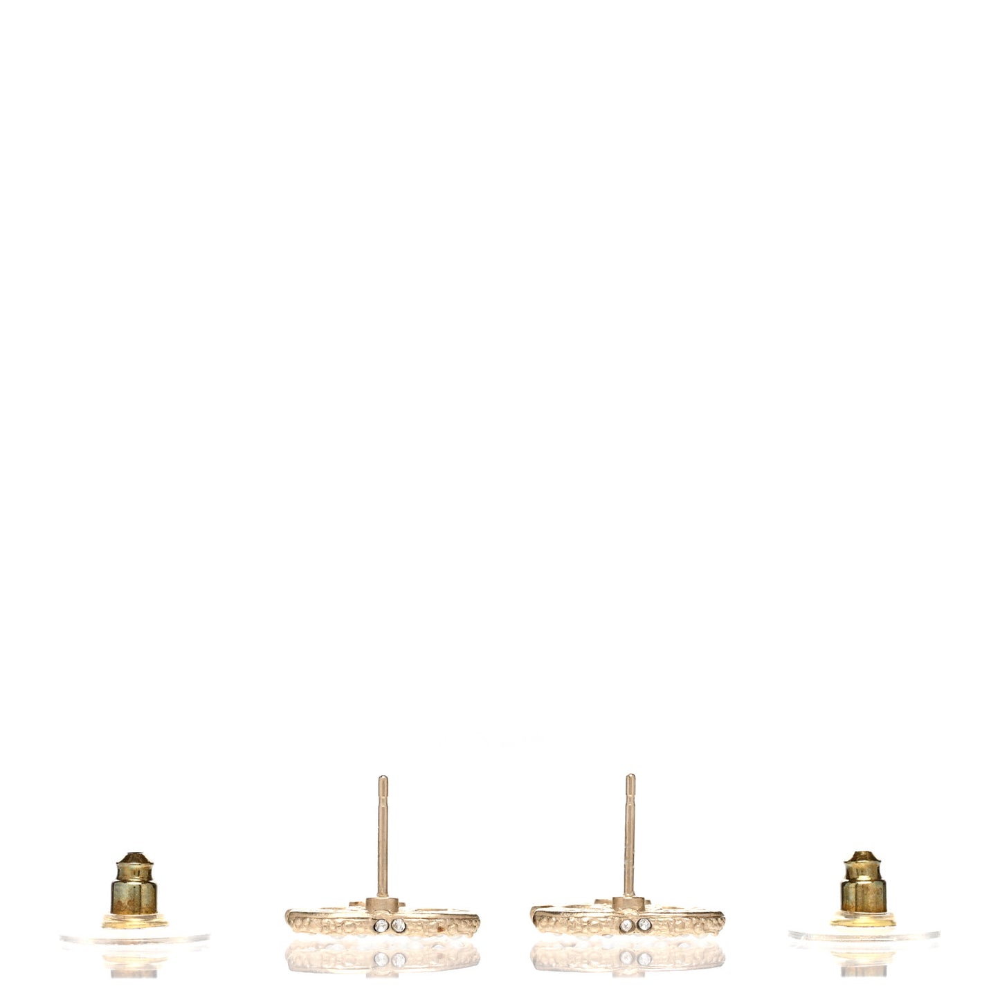 Metal Graduated Pearl Crystal CC Earrings Light Gold