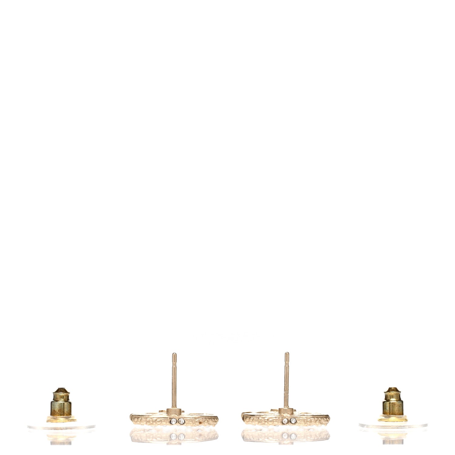 Chanel Metal Graduated Pearl Crystal CC Earrings Light Gold 3 of 5