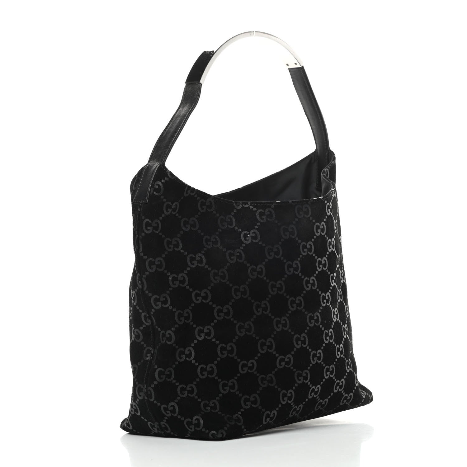 Gucci Suede Monogram Hobo Black 3 of 15