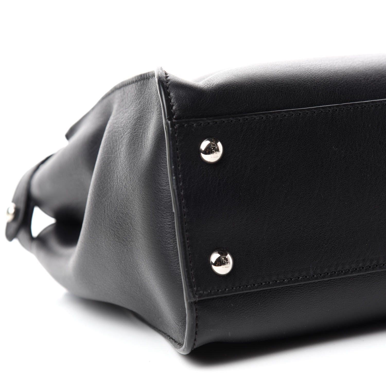 Fendi Vitello Dolce Shiny Nappa Plexglass Granite Medium Peekaboo Iconic Satchel Black 7 of 11