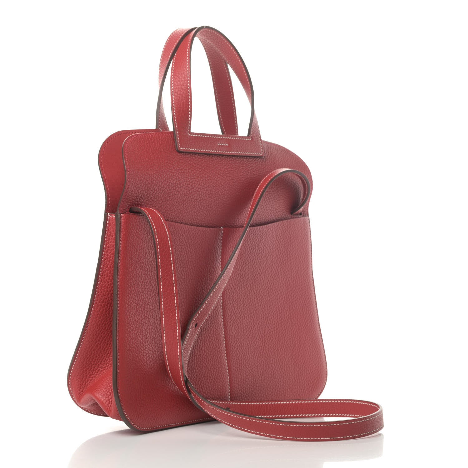 Hermes Taurillon Clemence Halzan 31 GM Rouge Casaque 4 of 6