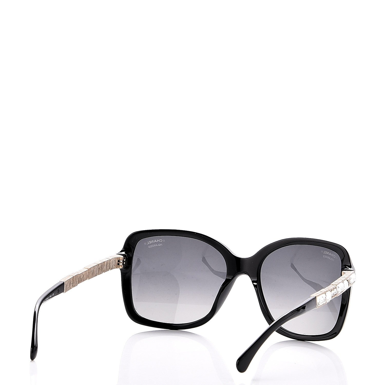 Chanel Crystal Baguette Polarized Square Sunglasses 5308-B Black 4 of 18