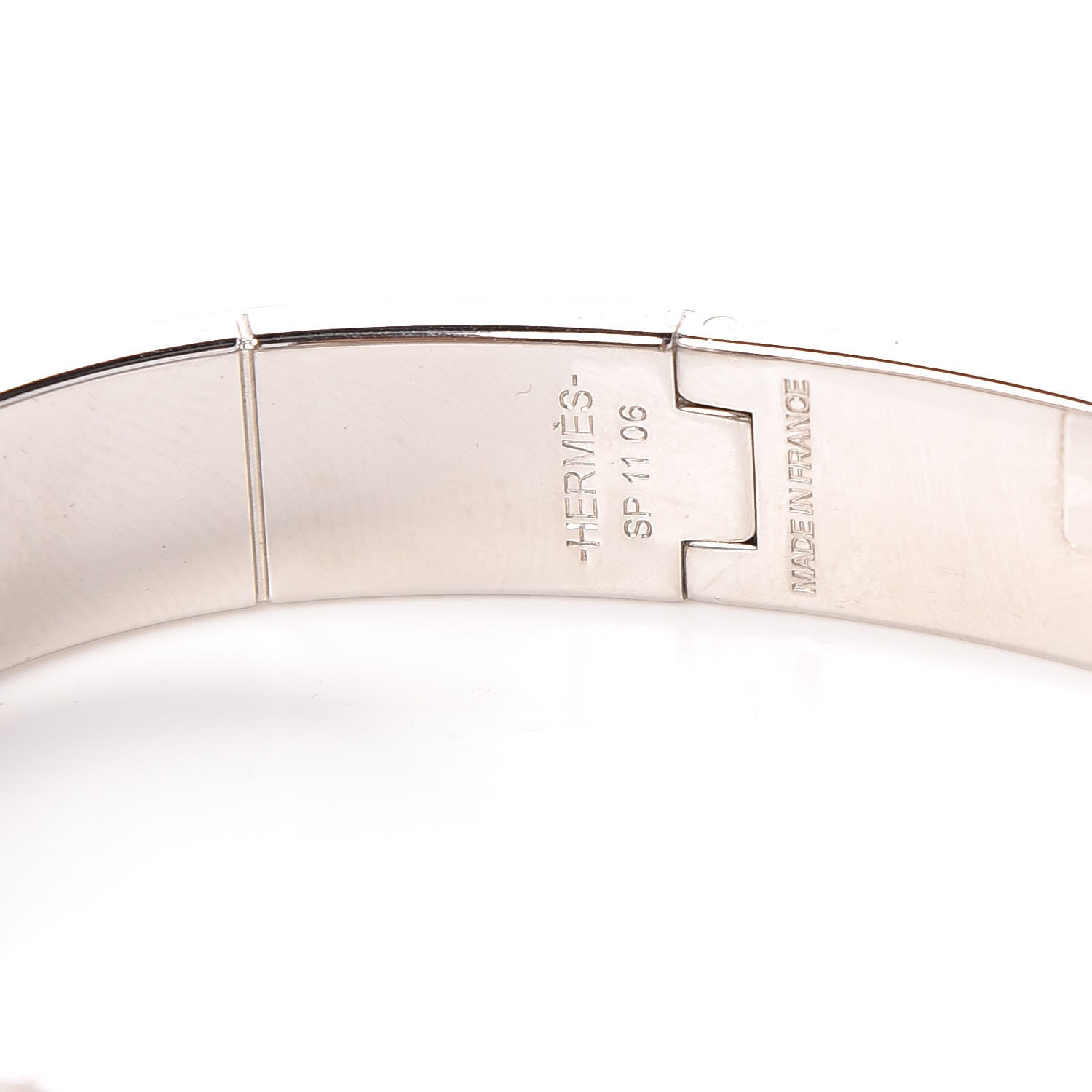 Hermes Shiny Alligator Charniere Cuir Narrow Hinged Bracelet M Bourgogne 4 of 5
