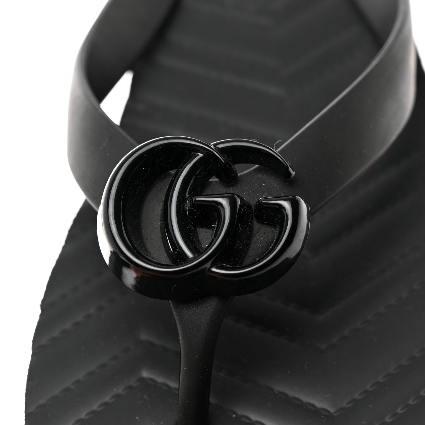 Rubber Chevron Womens GG Thong Sandals 38 38 Black