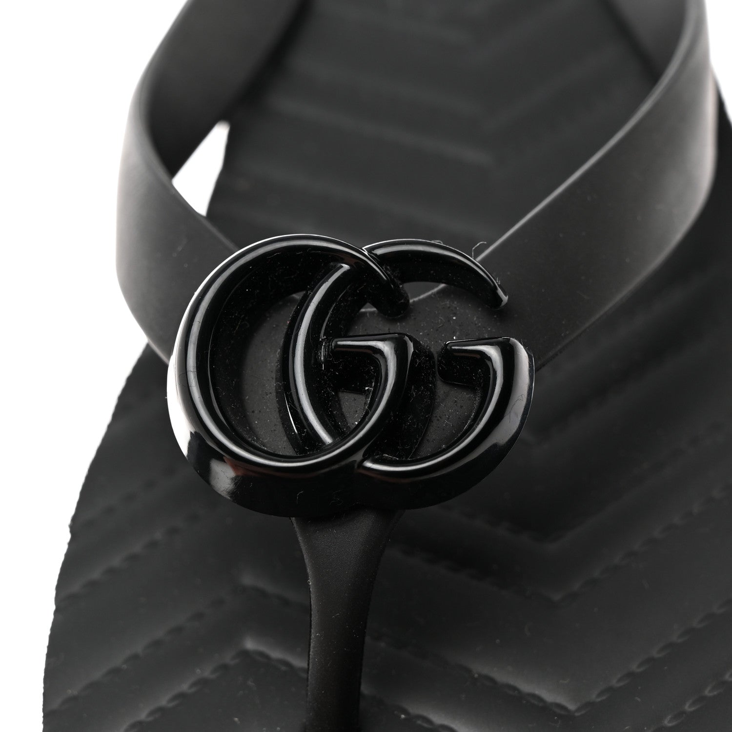 Gucci Rubber Chevron Womens GG Thong Sandals 38 38 Black 6 of 9