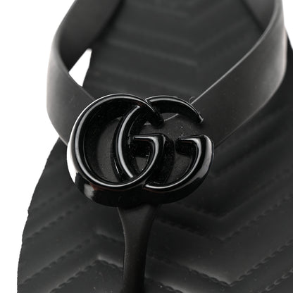 Gucci Rubber Chevron Womens GG Thong Sandals 38 38 Black 6 of 9