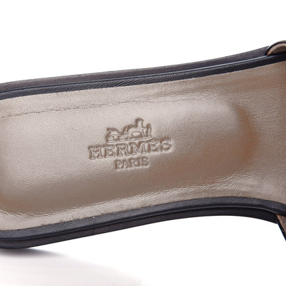 Hermes Box Calfskin Oran Sandals 36.5 Black 8 of 10
