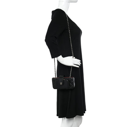 Chanel Caviar Quilted Business Affinity Phone Holder With Chain Black 2 of 16
