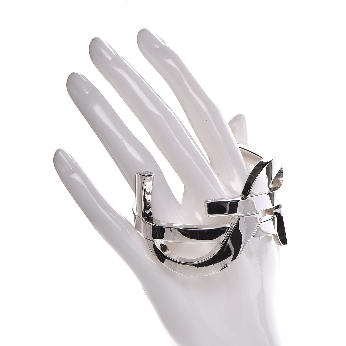 Brass Monogram Medium Cuff Bracelet Palladium