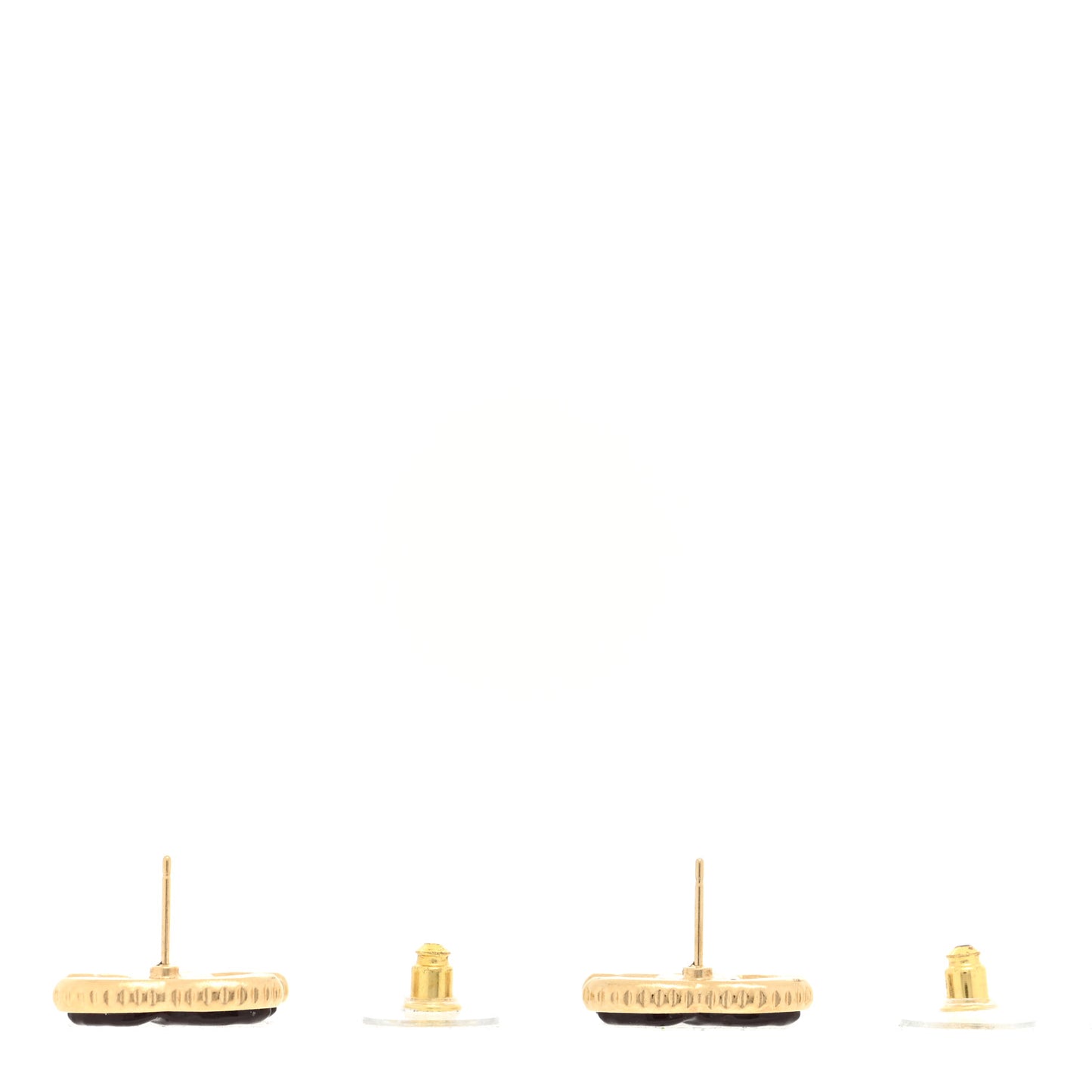 Metal Enamel CC Earrings Gold Brown