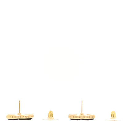 Chanel Metal Enamel CC Earrings Gold Brown 3 of 5