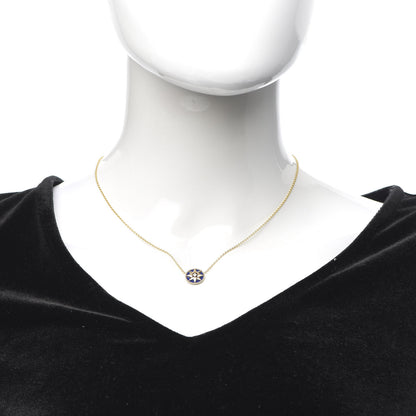 Christian Dior 18K Yellow Gold Diamond Lapis Lazuli Rose Des Vents Necklace 2 of 7