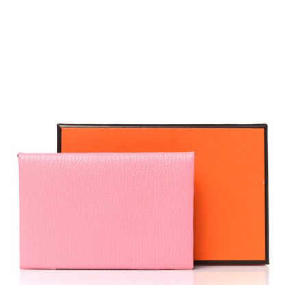 Hermes Chevre Mysore Verso Calvi Card Case Rose Ete Cuivre 9 of 9