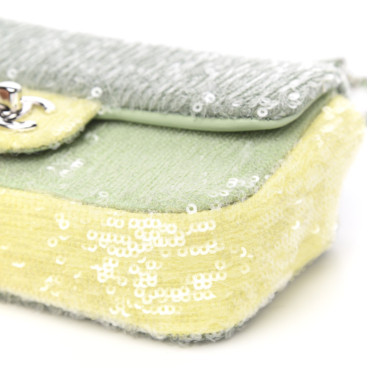 Chanel Sequin Mini Waterfall Flap Green Light Green Yellow 9 of 11