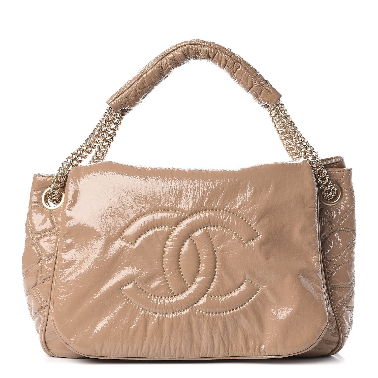 Chanel Vinyl Rodeo Accordion Flap Bag Beige 1 of 7