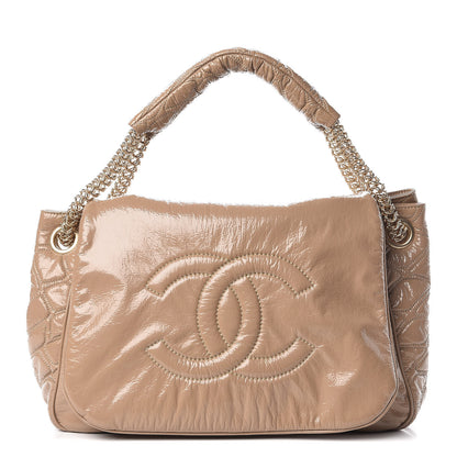 Chanel Vinyl Rodeo Accordion Flap Bag Beige 1 of 7