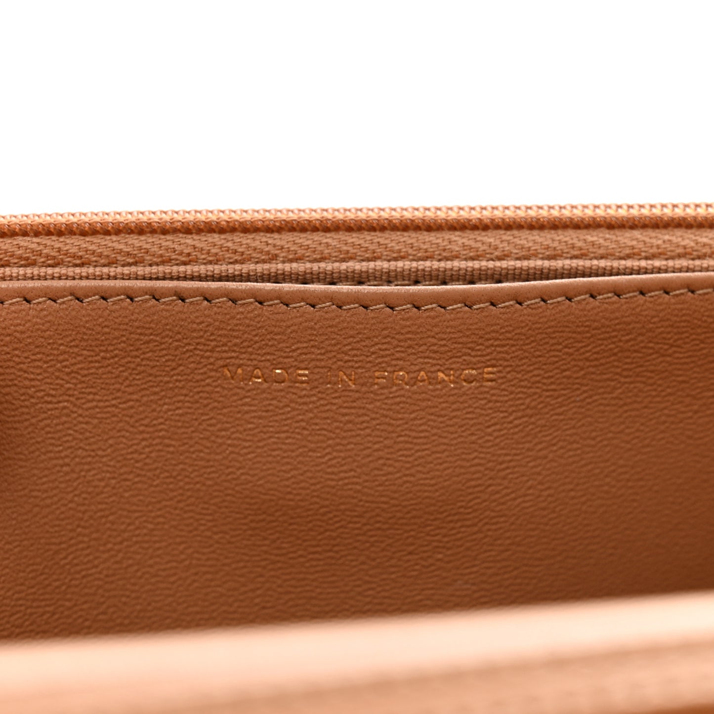 Lambskin Quilted Hold The Line Wallet On Chain WOC Dark Beige