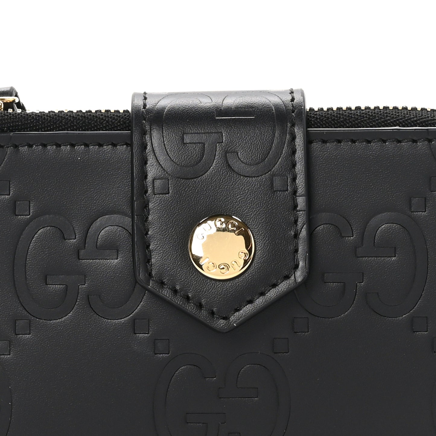 Piuma Calfskin Jumbo GG Embossed Medium Wallet Black