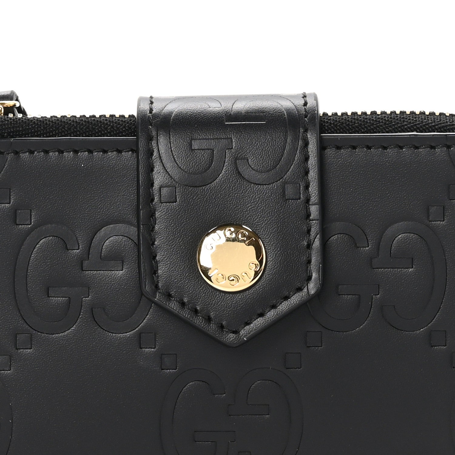 Gucci Piuma Calfskin Jumbo GG Embossed Medium Wallet Black 8 of 8