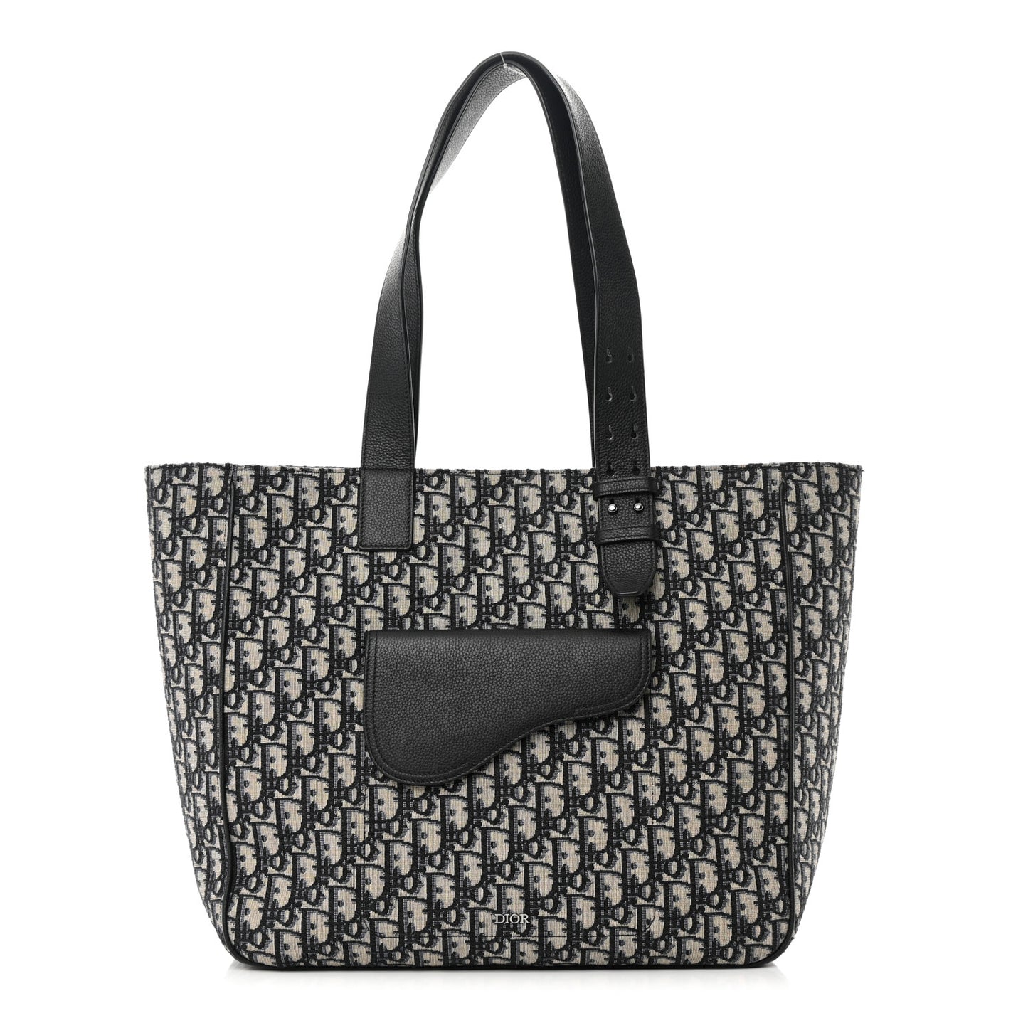 Oblique Saddle Tote Beige Black