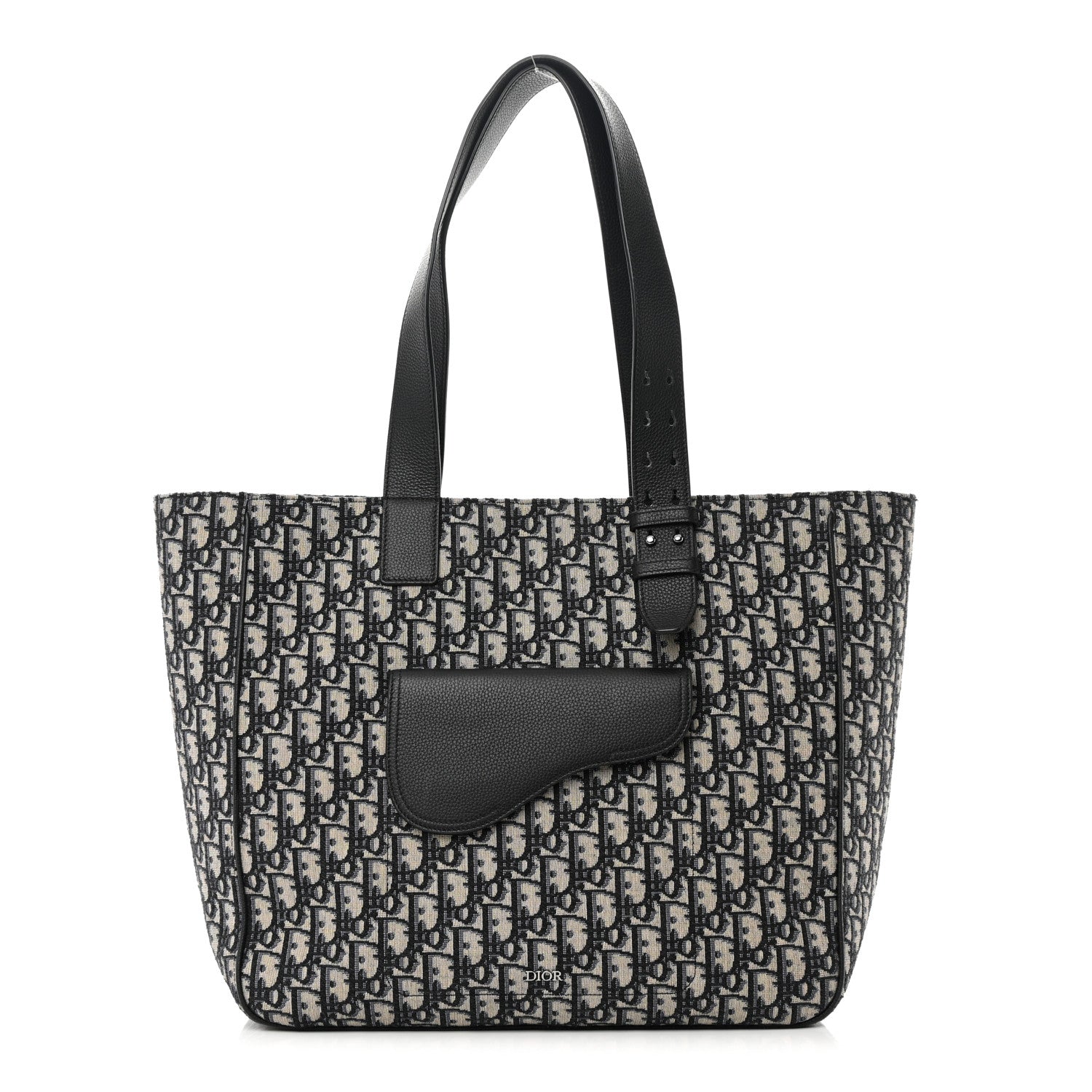 Christian Dior Oblique Saddle Tote Beige Black 1 of 10