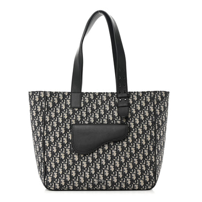 Christian Dior Oblique Saddle Tote Beige Black 1 of 10