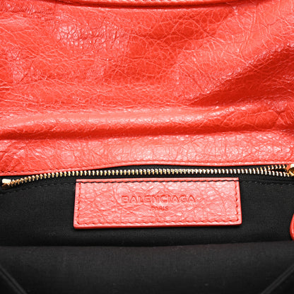 Balenciaga Agneau Giant 12 Gold Hardware Envelope Strap Clutch Rouge Coquelicot 6 of 9