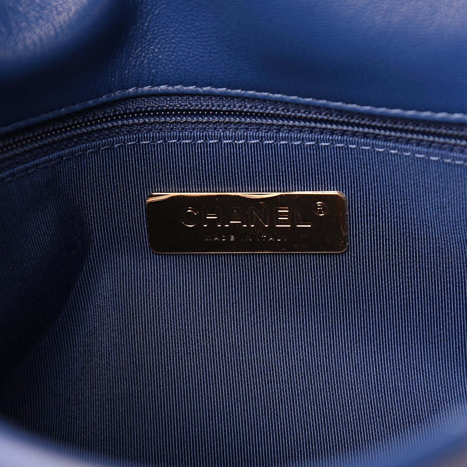Chanel Goatskin Quilted Medium 19 Flap Dark Blue 6 of 10