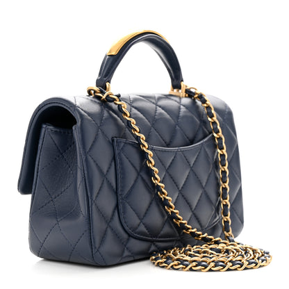 Chanel Lambskin Quilted Mini Metal Top Handle Rectangular Flap Blue 3 of 10