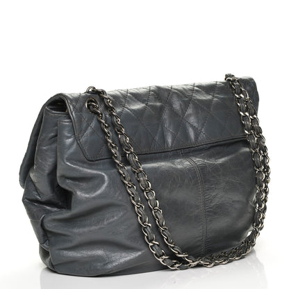 Chanel Shiny Lambskin Quilted Large Trianon Messenger Flap Grey 3 of 7