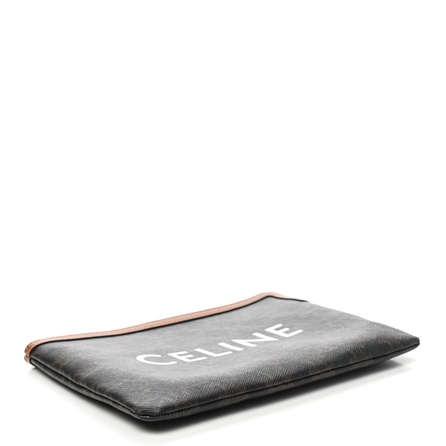 Celine Triomphe Canvas Lambskin Small Pouch Tan 4 of 7