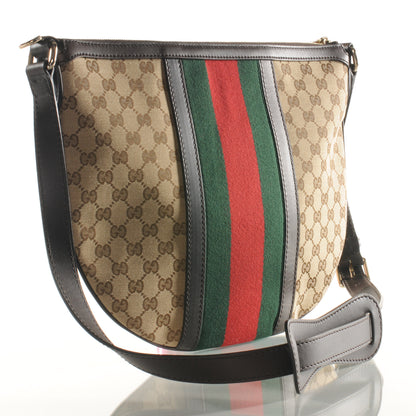 Gucci Monogram Vintage Web Medium Half Moon Hobo Ebony 3 of 8