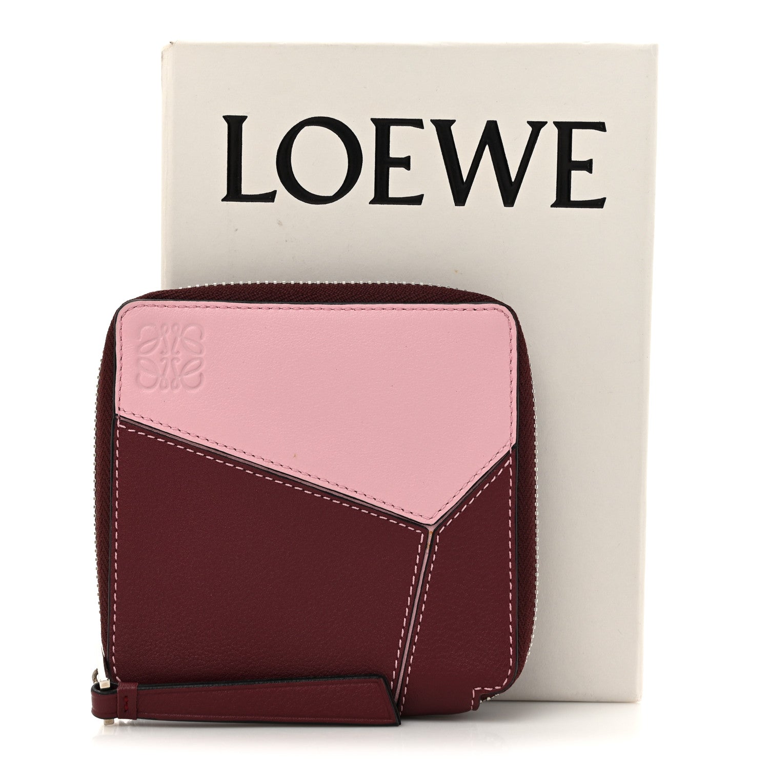 Loewe Calfskin Small Puzzle French Zip Around Wallet Wine Soft